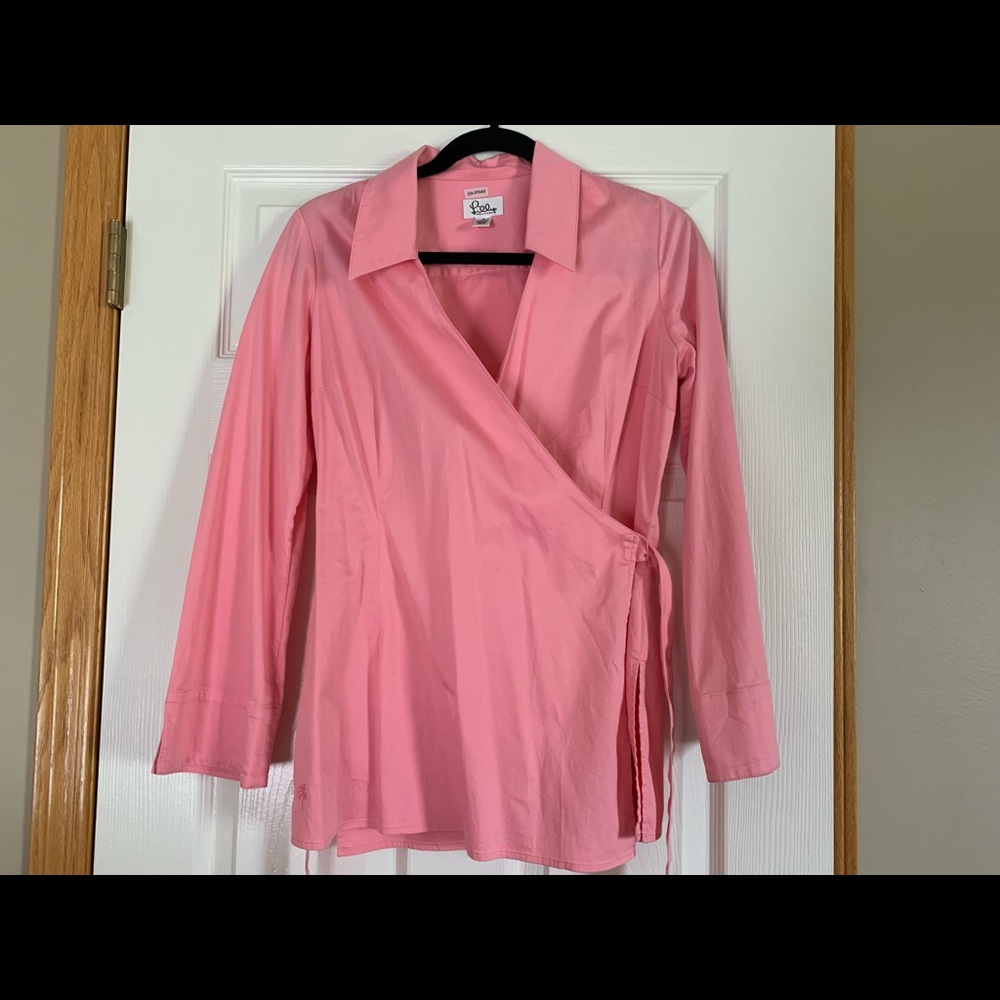 Lilly Pulitzer wrap pink cotton top small S